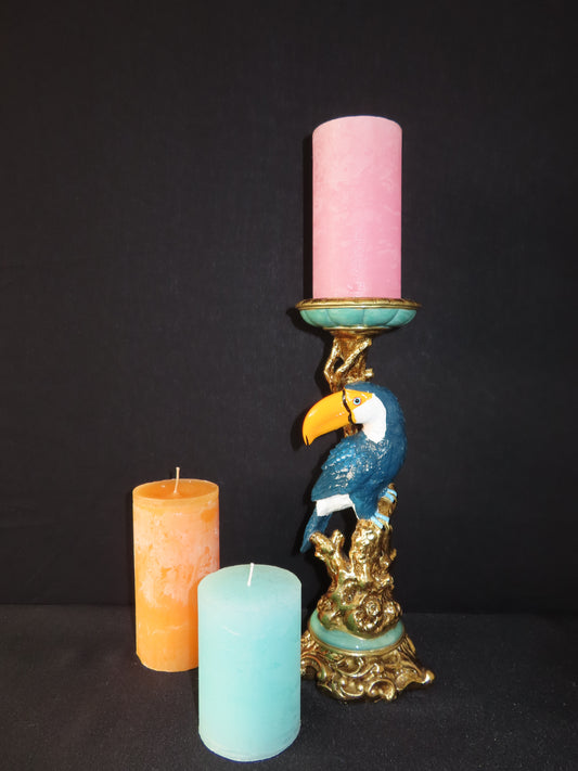 Tropische toekan kandelaar inclusief kaars naar keuze