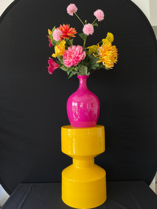 Stijlvolle fuchsia vaas - optioneel met zijden boeket