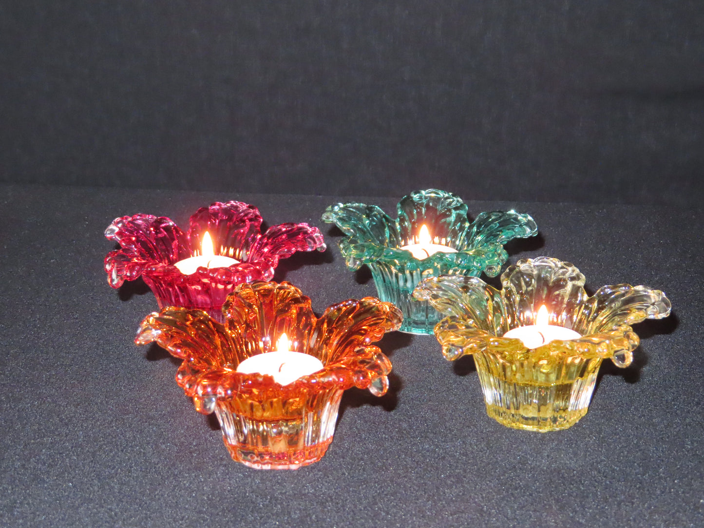 Flower mix - set van kleurrijke kaarsenhouders
