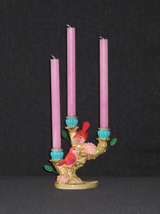 Luxe kandelaar met vogels en bloemenaccenten