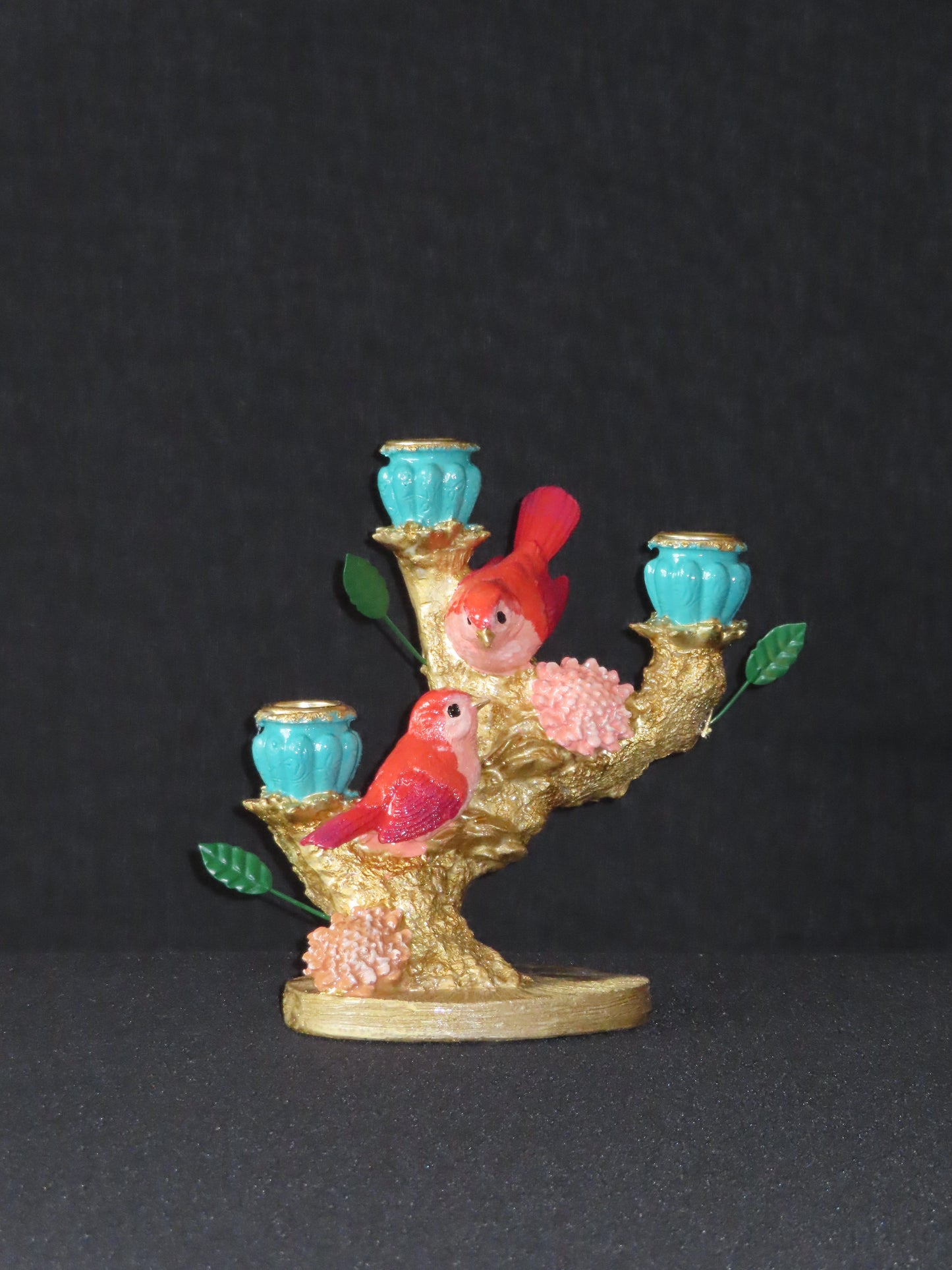Luxe kandelaar met vogels en bloemenaccenten