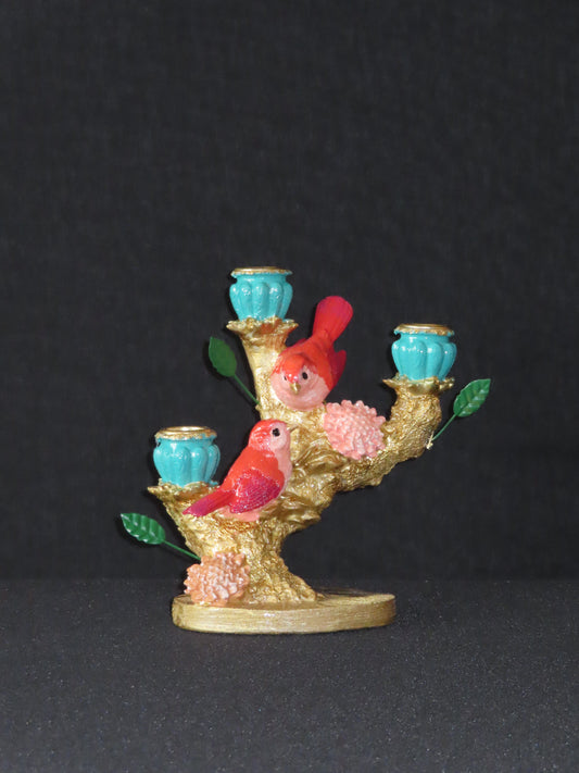 Luxe kandelaar met vogels en bloemenaccenten