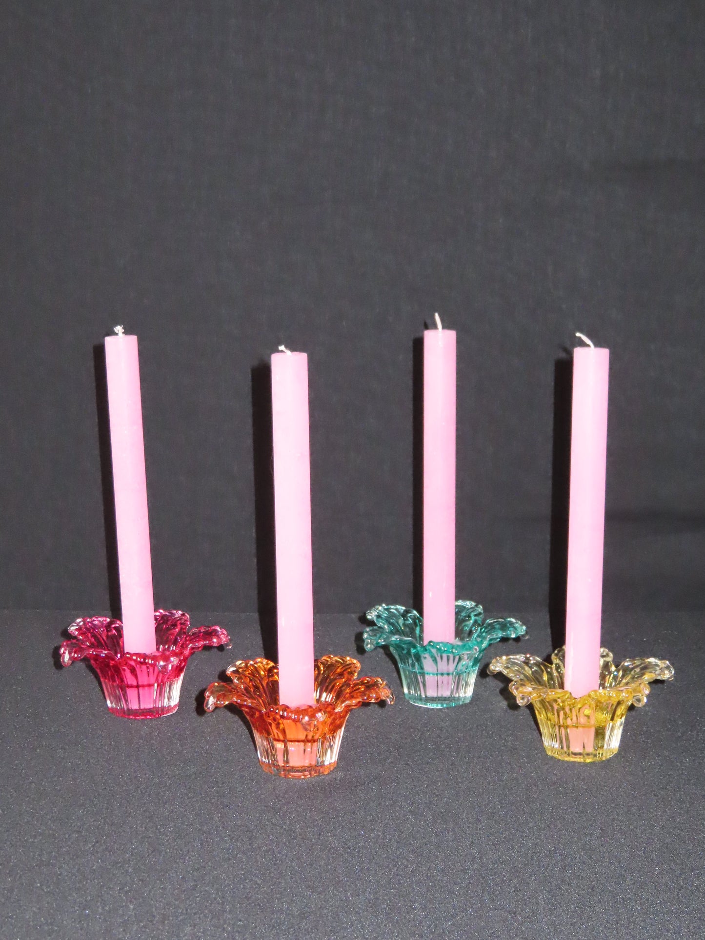 Flower mix - set van kleurrijke kaarsenhouders