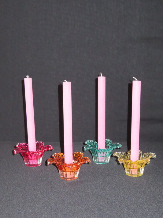 Flower mix - set van kleurrijke kaarsenhouders