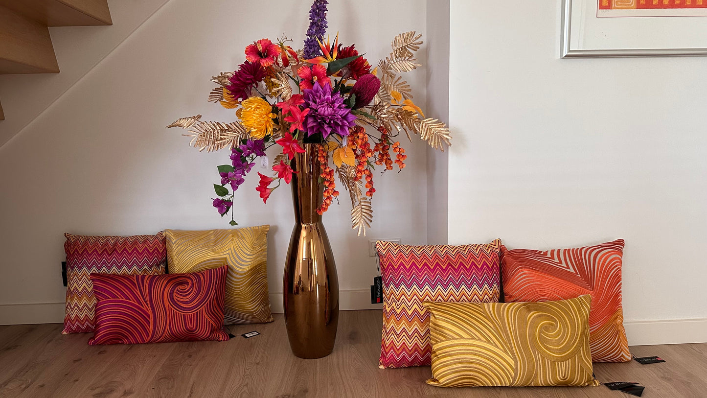 Colmore by Diga luxe glanskatoen sierkussen chevron multi 50x50 cm